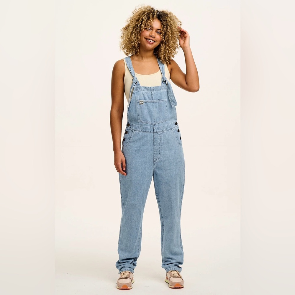 Reuben Denim Dungarees in Light Wash Blue